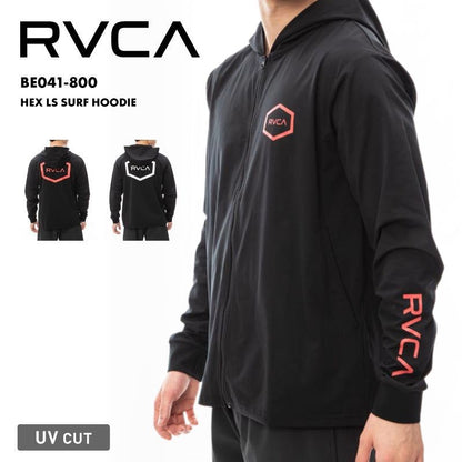 [倉庫一掃大SALE] RVCA/ルーカ メンズ 長袖 ジップ ラッシュガード HEX  LS SURF HOODIE 2024 SPRING BE041-800 ティーシャツ UVカット 紫外線カット 水着 海水浴 プール ブランド おしゃれ 春夏 正規品 男性用[メール便発送 24SS-03]