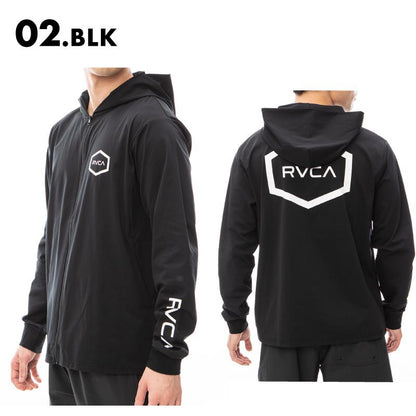 RVCA/ルーカ メンズ 長袖 ジップ ラッシュガード HEX  LS SURF HOODIE 2024 SPRING BE041-800 ティーシャツ UVカット 紫外線カット 水着 海水浴 プール ブランド おしゃれ 春夏 正規品 男性用【メール便発送 24SS-03】