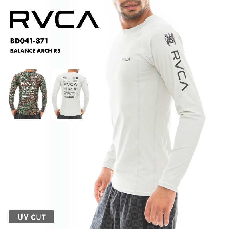 RVCA/ルーカ メンズ 長袖ラッシュガード BALANCE ARCH RS 2023 SPRING BD041-871 UPF50+ UVカット ロゴ カットソー 春夏 長そで トップス ギフト プレゼント 男性用【メール便発送 24SS-05】