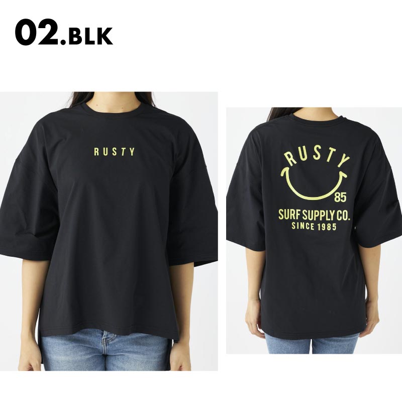 RUSTY/ラスティー レディース 半袖ラッシュTシャツ ベアテックス半袖UVTシャツ 2024 S/S 924465 女性用【メール便発送 24SS-11】