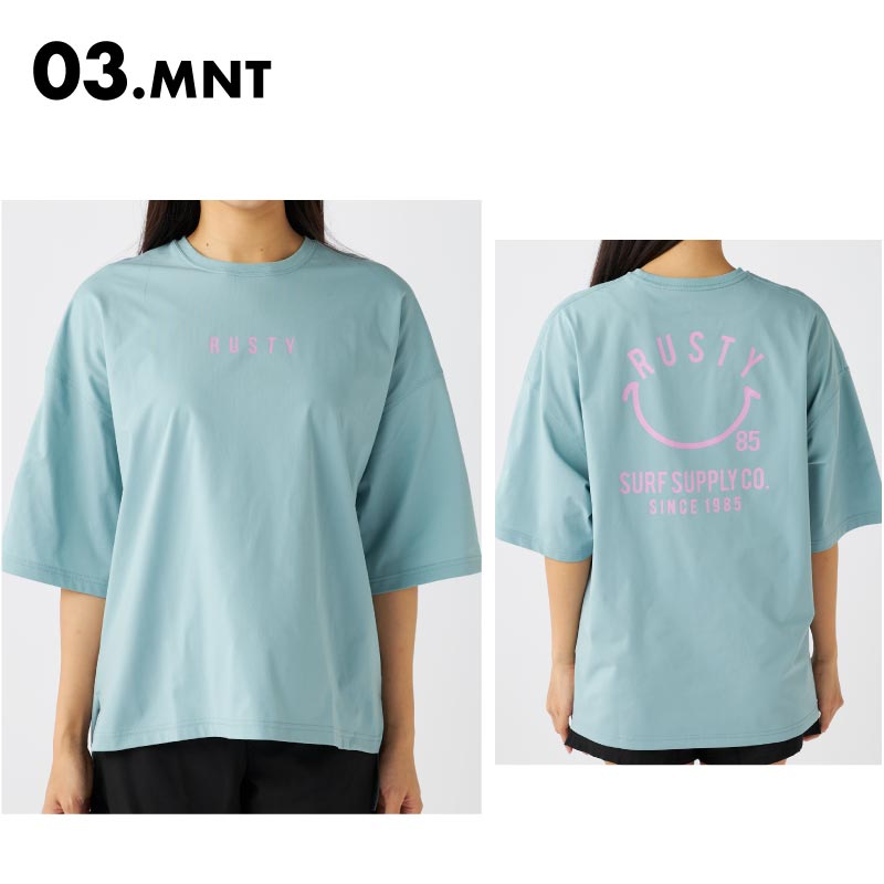 RUSTY/ラスティー レディース 半袖ラッシュTシャツ ベアテックス半袖UVTシャツ 2024 S/S 924465 女性用【メール便発送 24SS-11】