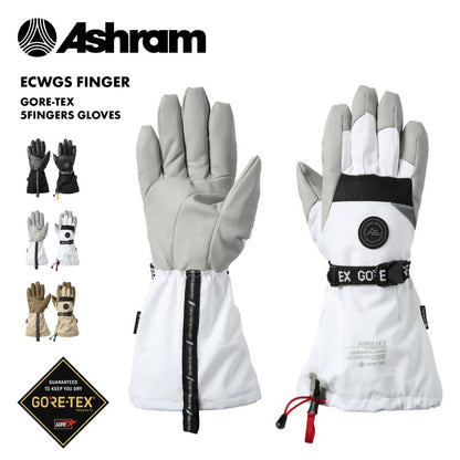 ASHRAM/アシュラム メンズ GORE-TEX 5指グローブ ECWGS FINGER 2024-25 SNOW ECWGS FINGER スノーボード スキー ウインタースポーツ ゴアテックス 手袋 防寒 正規品 ゴートレザー 男性用