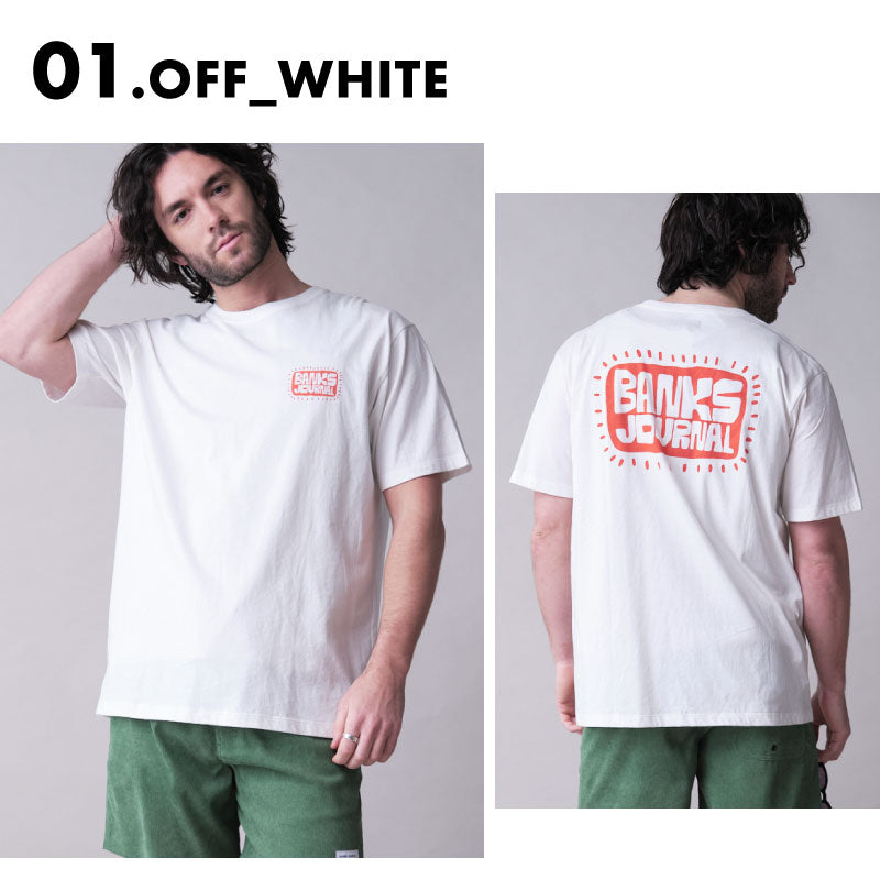 BANKS JOURNAL/バンクスジャーナル メンズ 半袖 Tシャツ BLOCKED TEE 2024 SPRING ATS0941 おしゃれ ブランド サーフィン シンプル ブランド ティーシャツ 白 ホワイト Uネック 春夏 男性用【メール便発送 24SS-10】