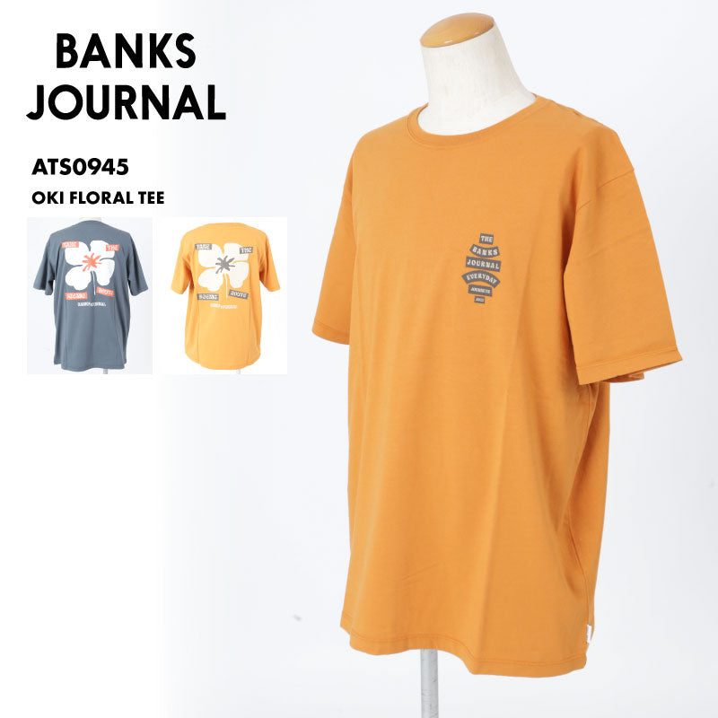 BANKS JOURNAL/バンクスジャーナル メンズ 半袖 Tシャツ OKI FLORAL TEE 2024 SPRING ATS0945 おしゃれ ブランド バックプリント サーフィン サーフブランド ティーシャツ Uネック はんそで 春夏 男性用【メール便発送 24SS-10】