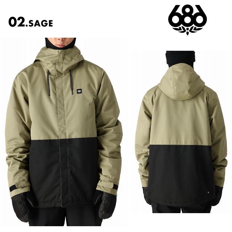 686/シックスエイトシックス メンズ スノージャケット FOUNDATION INSULATED JACKET WINTER 24-25 M2W119 スノーボード スキー ウインタースポーツ 防寒 スノボウェア スキーウェア アウター シンプル 中綿入り パスポケット 男性用