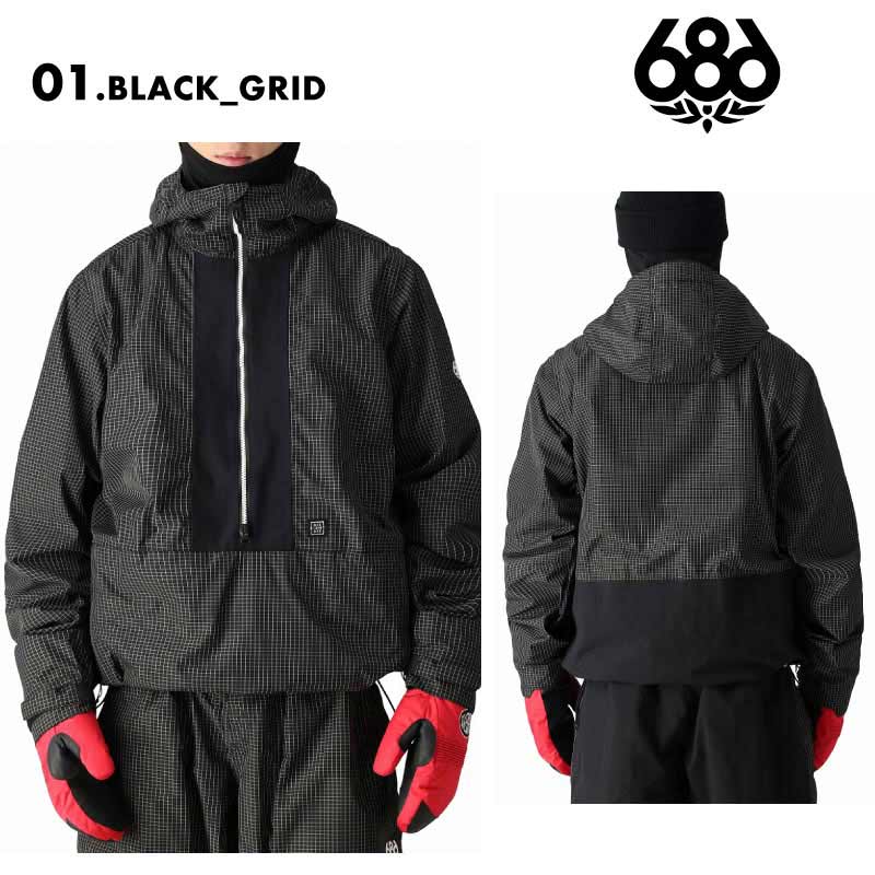 686/シックスエイトシックス メンズ スノーウェア アノラック  GHOST 2.5L SHELL ANORAK WINTER 24-25 M3WN136 スノーボード スキー ウインタースポーツ 防寒 スノボウェア スキーウェア アウター ワイドショート パスポケット フードリンク 男性用