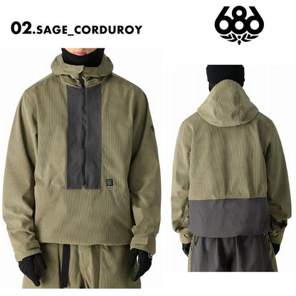 686/シックスエイトシックス メンズ スノーウェア アノラック  GHOST 2.5L SHELL ANORAK WINTER 24-25 M3WN136 スノーボード スキー ウインタースポーツ 防寒 スノボウェア スキーウェア アウター ワイドショート パスポケット フードリンク 男性用