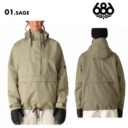 686/シックスエイトシックス レディース スノーウェア アノラック OUTLINE SHELL ANORAK WINTER 24-25 M4WN321 スノーボード スキー ウインタースポーツ 防寒 スノボウェア スキーウェア アウター ワイドショート スリーブパスポケット オーディオポケット 女性用