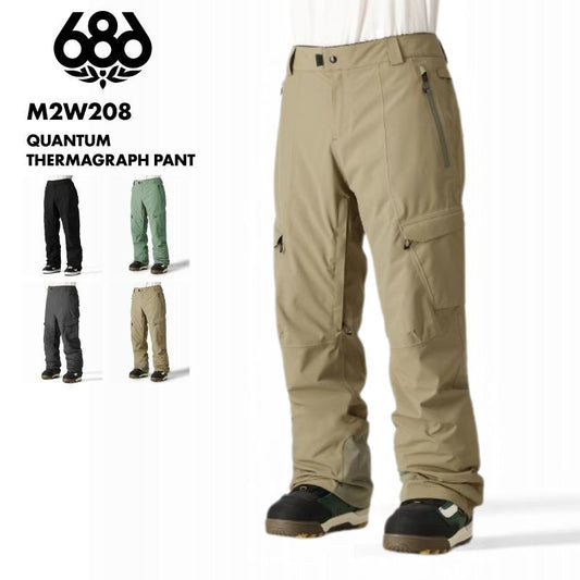 686/シックスエイトシックス メンズ スノーウェア パンツ QUANTUM THERMAGRAPH PANT WINTER 24-25 M2W208 スノーボード スキー ウインタースポーツ 防寒 スノボウェア スキーウェア ボトムス ストレッチ素材 保温性 裾ガード 男性用