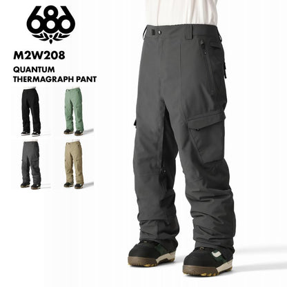 686/シックスエイトシックス メンズ スノーウェア パンツ QUANTUM THERMAGRAPH PANT WINTER 24-25 M2W208 スノーボード スキー ウインタースポーツ 防寒 スノボウェア スキーウェア ボトムス ストレッチ素材 保温性 裾ガード 男性用