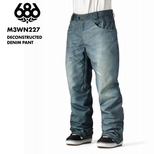 686/シックスエイトシックス メンズ スノーウェア パンツ DECONSTRUCTED DENIM PANT WINTER 24-25 M3WN227 スノーボード スキー ウインタースポーツ 防寒 スノボウェア スキーウェア ボトムス 撥水加工 デニムプリント 個性派 男性用