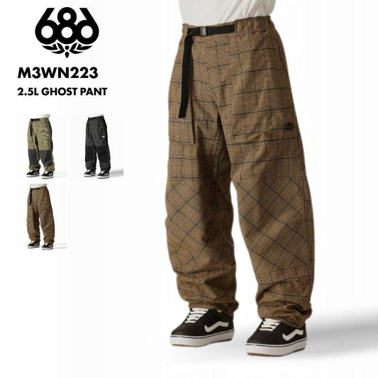 686/シックスエイトシックス メンズ スノーウェア パンツ 2.5L GHOST PANT WINTER 24-25 M3WN223 スノーボード スキー ウインタースポーツ 防寒 スノボウェア スキーウェア ボトムス バギーパンツ レトロ カジュアル 男性用