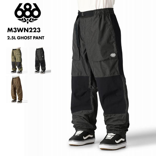 686/シックスエイトシックス メンズ スノーウェア パンツ 2.5L GHOST PANT WINTER 24-25 M3WN223 スノーボード スキー ウインタースポーツ 防寒 スノボウェア スキーウェア ボトムス バギーパンツ レトロ カジュアル 男性用