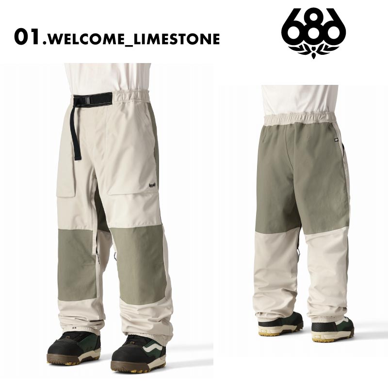 686/シックスエイトシックス メンズ スノーウェア パンツ 2.5L GHOST PANT WINTER 24-25 M3WN223_W スノーボード スキー ウインタースポーツ 防寒 スノボウェア スキーウェア ボトムス バギーパンツ レトロ カジュアル 男性用