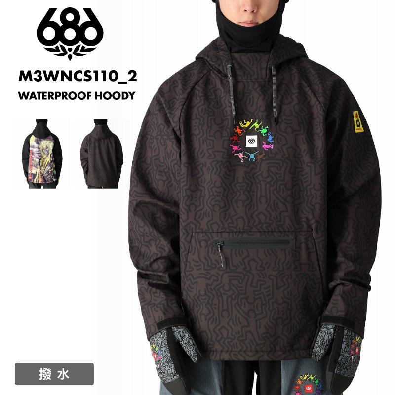 686/シックスエイトシックス メンズ 撥水 パーカー WATERPROOF HOODY WINTER 24-25 M3WNCS110_2 スノーボード スキー ウインタースポーツ 防寒 スノボウェア スキーウェア トップス カンガルーポーチポケット 裏地フリース サイドジッパー 男性用