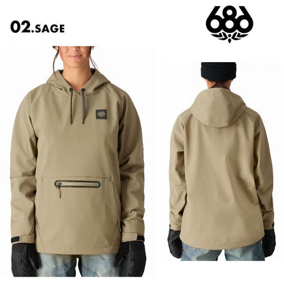 686/シックスエイトシックス レディース 撥水 パーカー WATERPROOF PULLOVER HOODY WINTER 24-25 M4WNCS306_2 スノーボード スキー ウインタースポーツ 防寒 スノボウェア スキーウェア トップス 撥水加工 オーディオポケット サイドジッパー 女性用