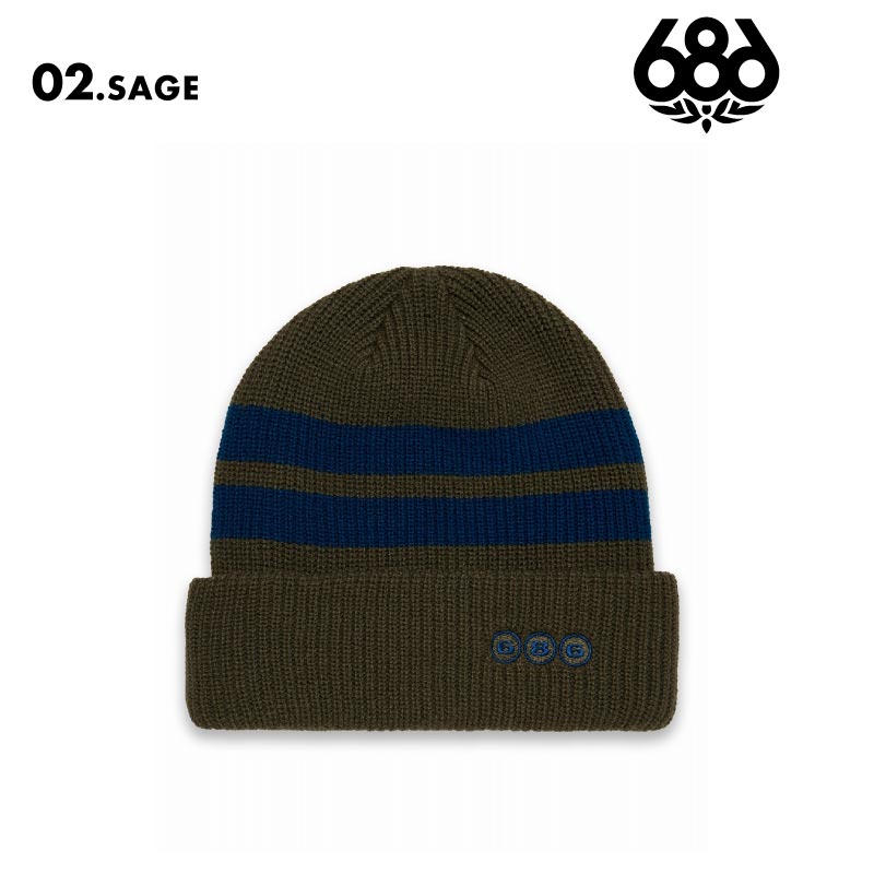 686/シックスエイトシックス メンズ ニット帽 SPORT STRIPE BEANIE WINTER 24-25 M4WNBNE166 帽子 スノボ スキー ビーニー ロゴ ブランド おしゃれ 防寒 男性用【メール便発送 24FW-04】