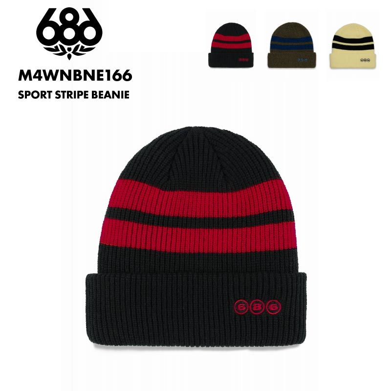 686/シックスエイトシックス メンズ ニット帽 SPORT STRIPE BEANIE WINTER 24-25 M4WNBNE166 帽子 スノボ スキー ビーニー ロゴ ブランド おしゃれ 防寒 男性用【メール便発送 24FW-04】