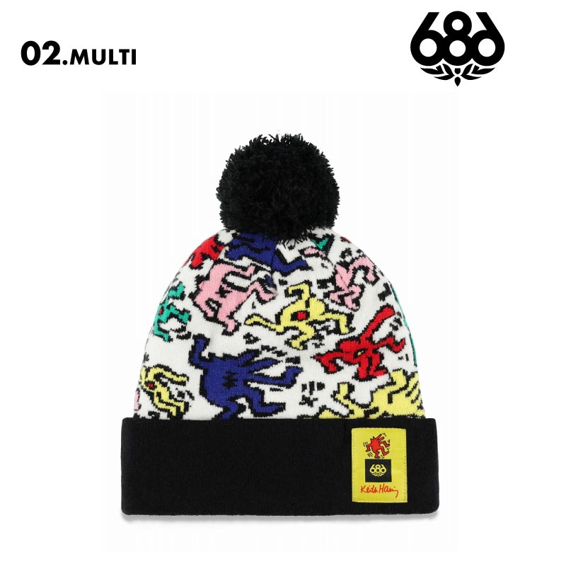 686/シックスエイトシックス メンズ ニット帽 KEITH HARING BEANIE WINTER 24-25 M4WNBNE173 帽子 スノボ スキー ビーニー ロゴ ブランド おしゃれ 防寒 男性用【メール便発送 24FW-04】