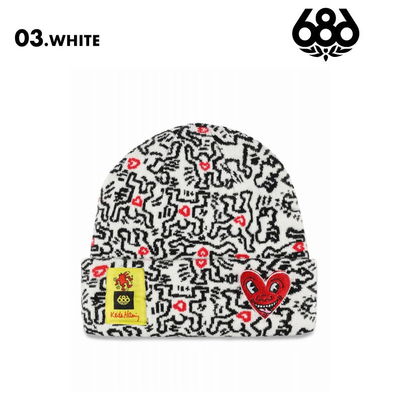 686/シックスエイトシックス メンズ ニット帽 KEITH HARING BEANIE WINTER 24-25 M4WNBNE173 帽子 スノボ スキー ビーニー ロゴ ブランド おしゃれ 防寒 男性用【メール便発送 24FW-04】