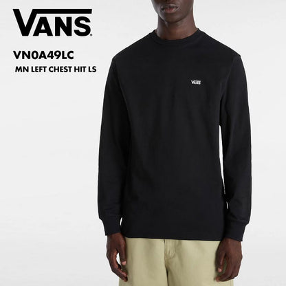 VANS/バンズ メンズ 長袖 Tシャツ MN LEFT CHEST HIT LS 2024 FALL VN0A49LC ロンT ロングTシャツ ブランド ロゴ 黒 おしゃれ 男性用【メール便発送 24FW-04】