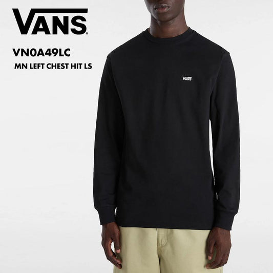 VANS/バンズ メンズ 長袖 Tシャツ MN LEFT CHEST HIT LS 2024 FALL VN0A49LC ロンT ロングTシャツ ブランド ロゴ 黒 おしゃれ 男性用【メール便発送 24FW-04】