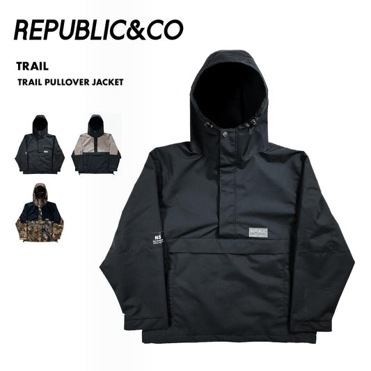 Republic & Co/リパブリック メンズ スノージャケット TRAIL PULLOVER JACKET 2025-26SNOW TRAIL_PULLOVER_JACKET スノーウェア スノーボードウェア スノボウェア スキーウェア 上着 アウター 防寒 防水 透湿 ストレッチ素材 男性用