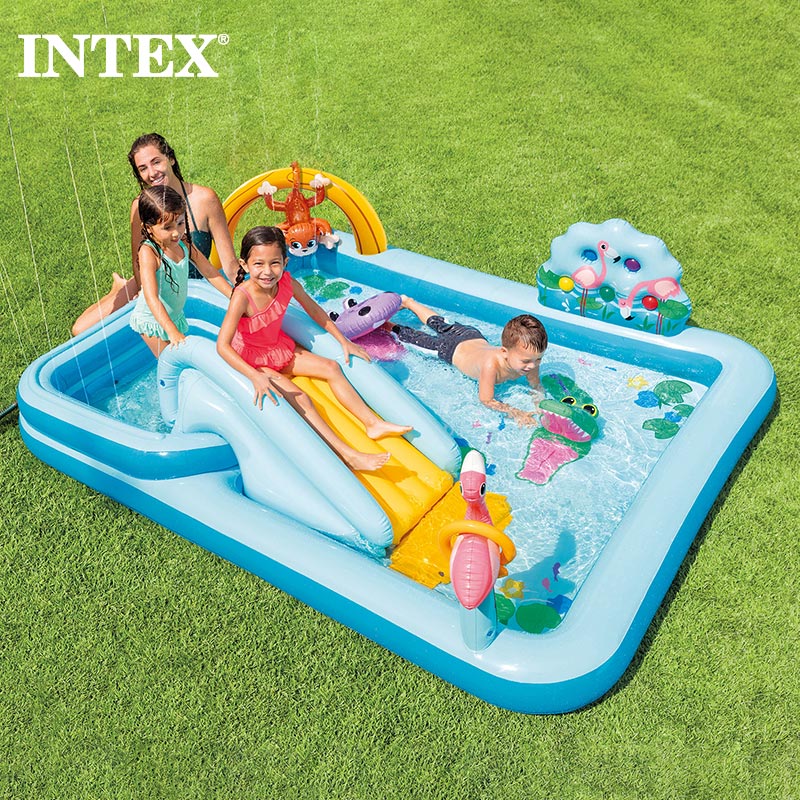 INTEX/インテックス キッズ 大人用プール ジャングルアドベンチャープレイセンター 57161 大型プール 家庭用 すべり台付き ビーチ 海水浴 2021 SUMMER ジュニア 子供用 こども用 男の子用 女の子用