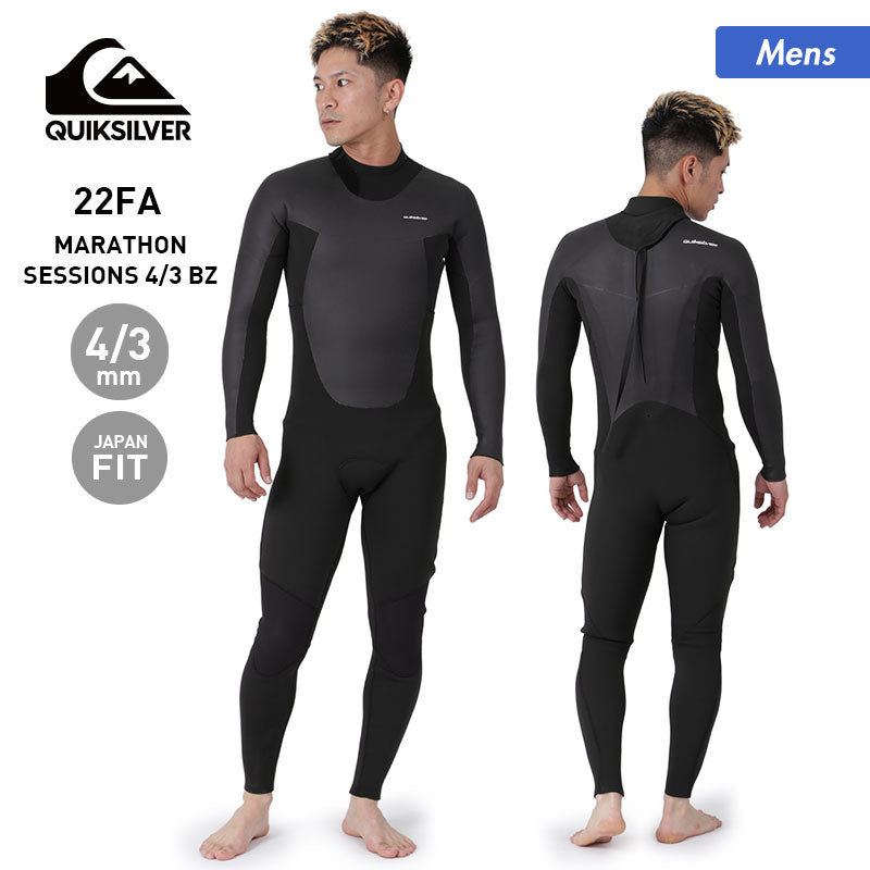 QUIKSILVER/quiksilver men's wet suit full suit QWT224701 4/3mm Japan fit wet suit surfing diving beach sea bathing for men 
