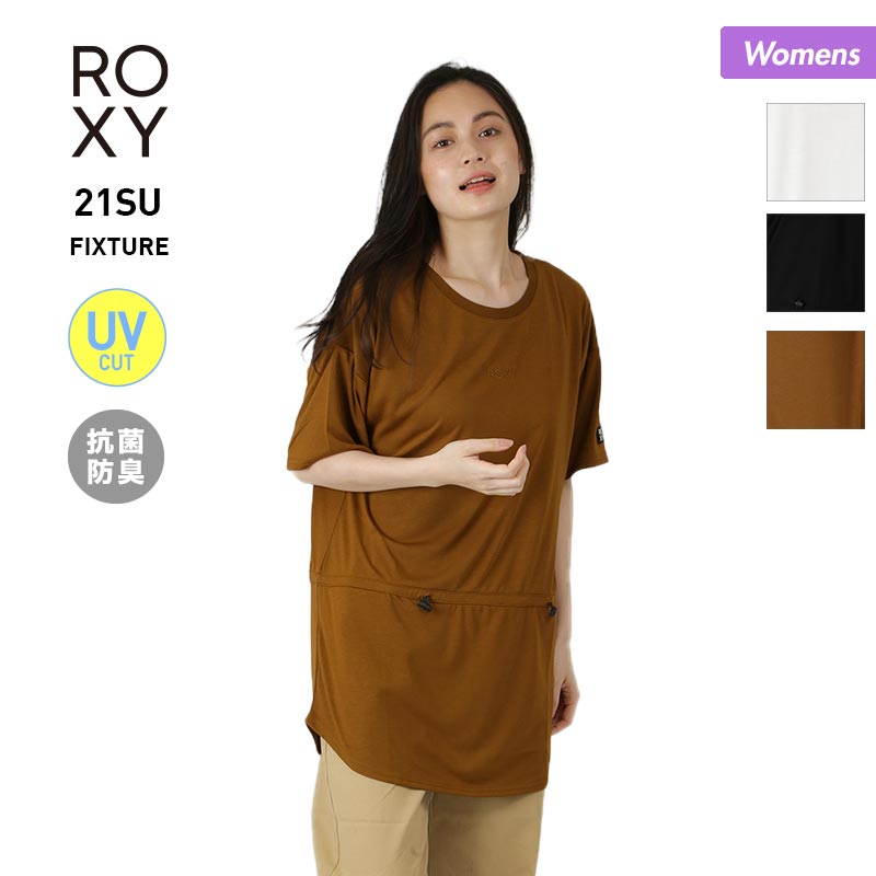 ROXY/록시 레이디스 반소매 T셔츠 RST212048 티셔츠 항균 방취 롱 길이 UV컷 로고 여성용【메일편 발송 21SS17】 