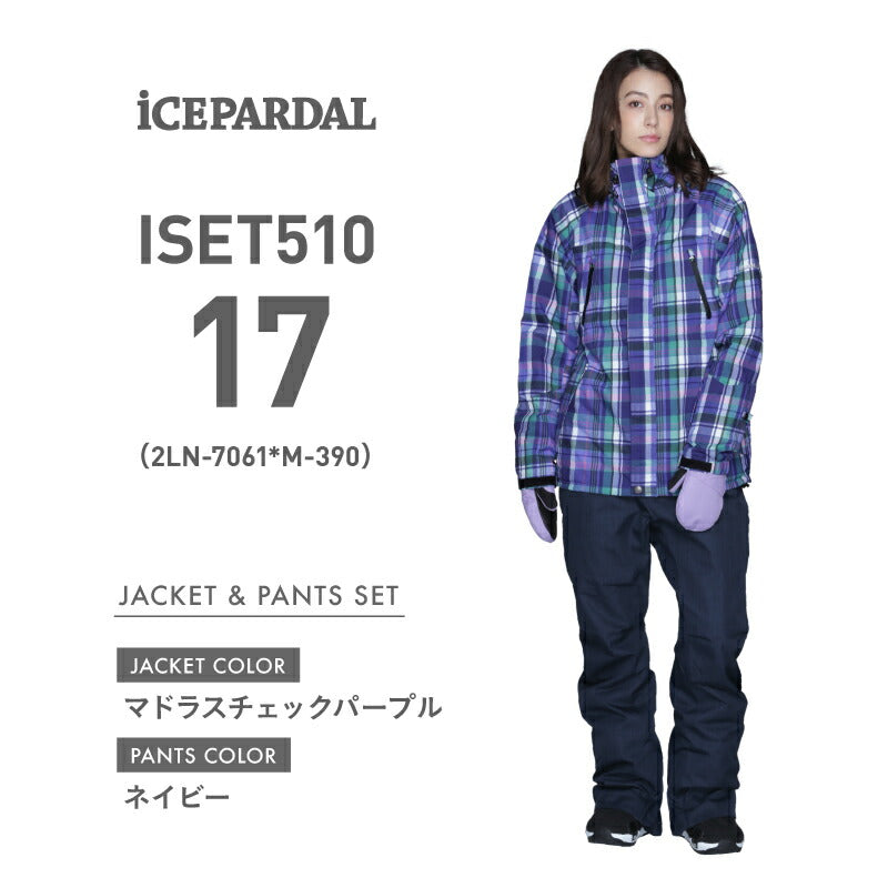 【2023-24】 レディース プリント レギュラーサイズ スノーボードウェア 上下セット iCEPARDAL ISET-510