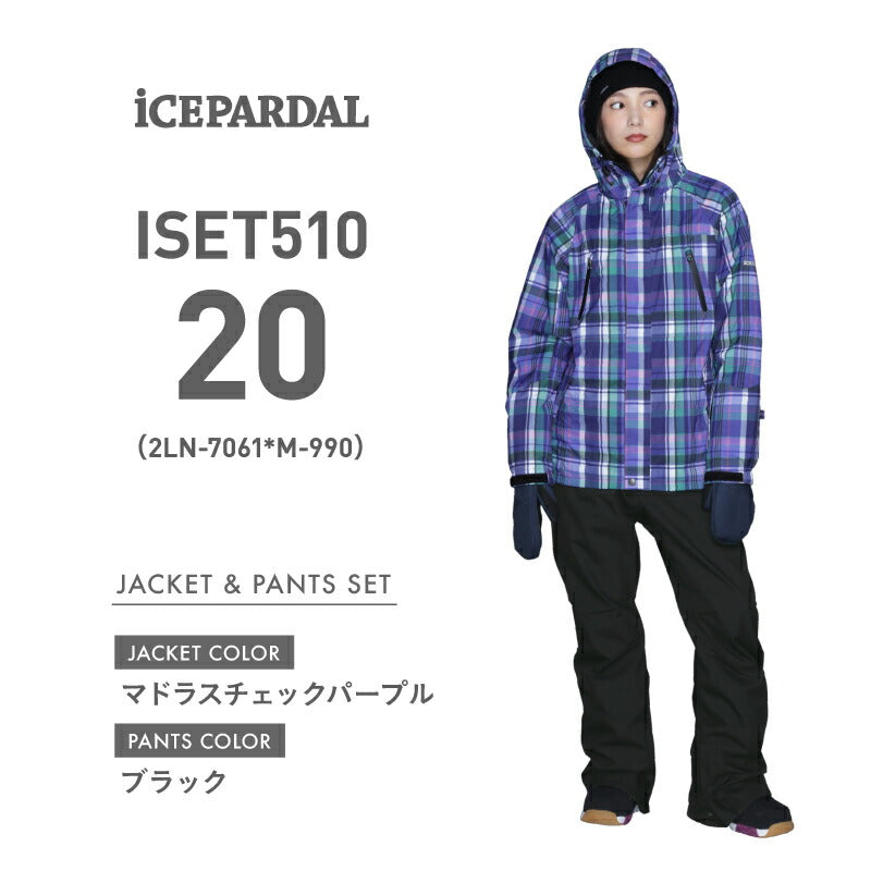 Print Pattern Top and Bottom Set Snowboard Wear Ladies ICEPARDAL ISET-51 