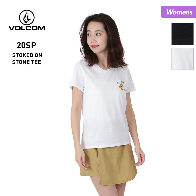 VOLCOM/ボルコム レディース 半袖 Tシャツ B3512001 ティーシャツ はんそで UVカット ロゴ ブラック 黒 ホワイト 白 女性用