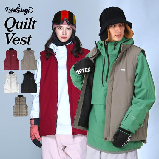 Oversize quilted vest snowboard wear men's women's namelessage age-812 