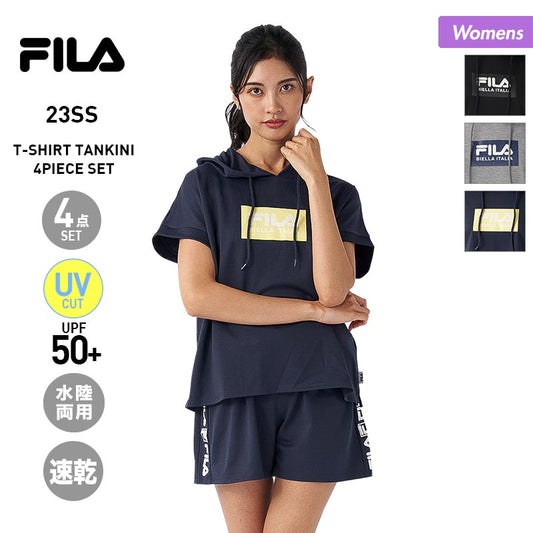 FILA Women's T-shirt + Tankini 4-Piece Set 223704 Swimsuit Swimwear Fitness UV Protection Quick Dry Amphibious For Women 
