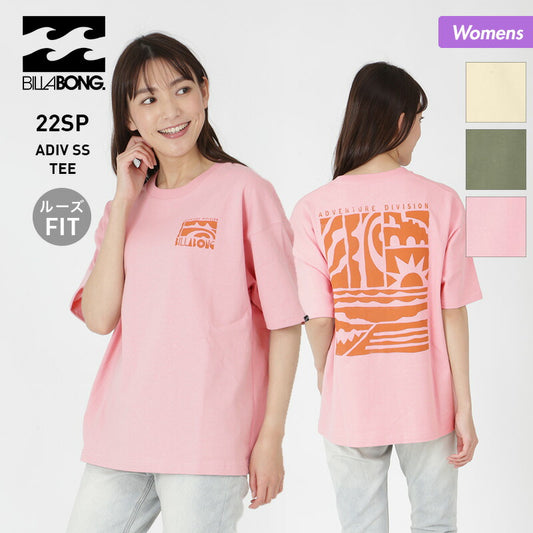 BILLABONG/빌라본 레이디스 반소매 T셔츠 BC013-212 티셔츠 납땜 크루넥 로고 
