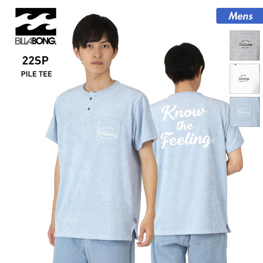 BILLABONG men's pile T-shirt BC011-304 T-shirt sleeve henley neck logo back print for men 