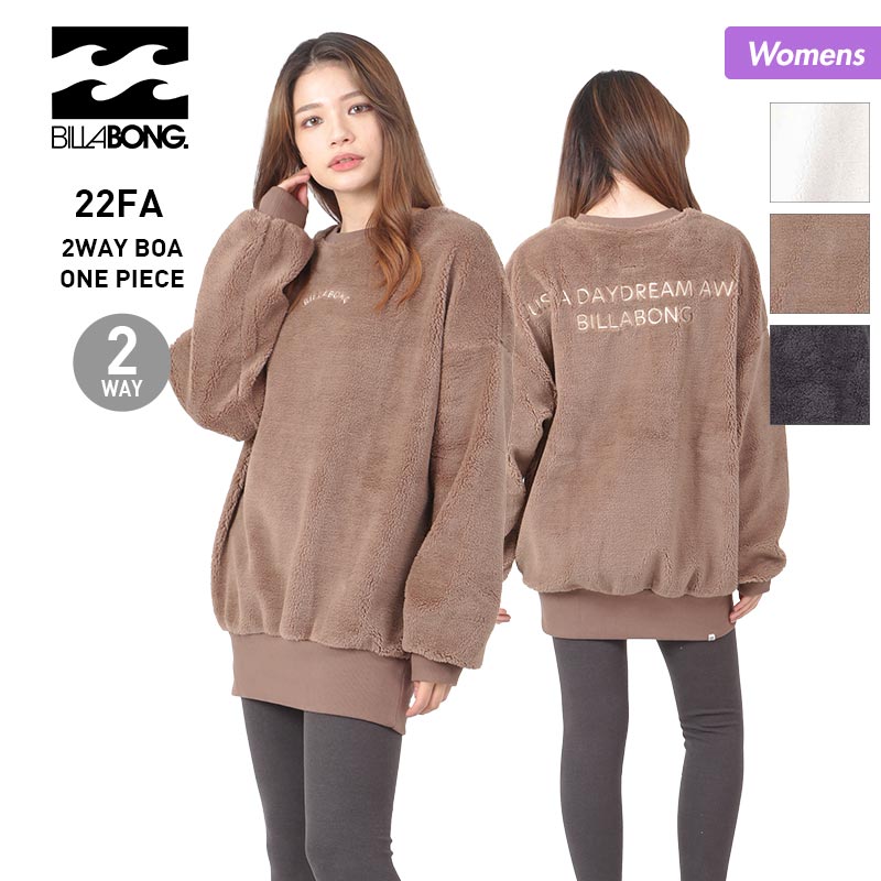 BILLABONG Women's Sweatshirt Dress BC014-361 Long Sleeve Boa Drop Shoulder For Women 