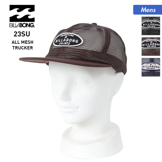 BILLABONG Men's Mesh Cap Hat BD011-821 Hat Adjustable Size All Mesh Flat Visor Flat Brim UV Protection Outdoor For Men 
