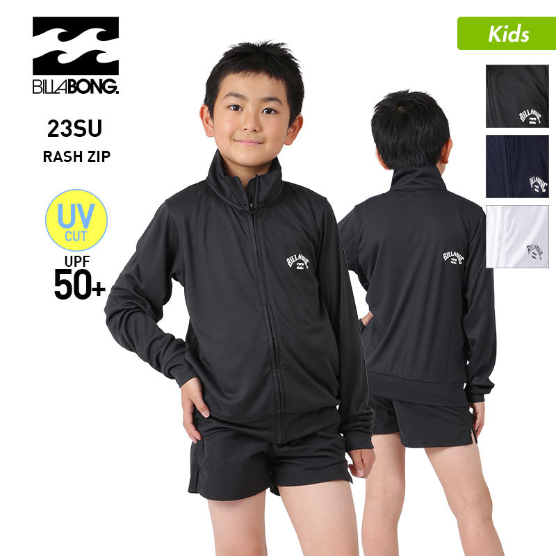 BILLABONG/빌라본 키즈 러쉬 가드 Zip Up 셔츠 BD015-853 후드 없음 서 칼라 타입 수영복 UV컷 로고 비치 해수욕 풀 주니어 어린이용 아이용 소년용 소녀용