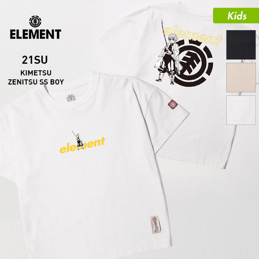 【SALE】 ELEMENT/エレメント キッズ 半袖 Tシャツ 鬼滅の刃 コラボモデル BB026-295 ティーシャツ ロゴ 我妻善逸 ジュニア 子供用 こども用 男の子用 女の子用