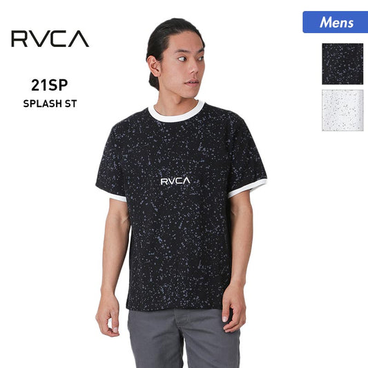 RVCA/루카 맨즈 반소매 T셔츠 BB041-217 티셔츠 크루넥 탑스 로고 블랙 블랙 화이트 화이트 화이트 무늬 남성용 