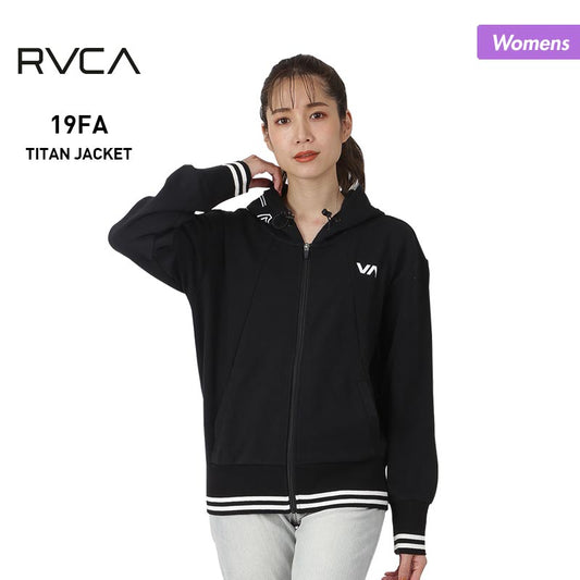 RVCA Women's Long Sleeve Parka AJ044-020 Hooded Zip Up Logo Hooded Parka for Women 