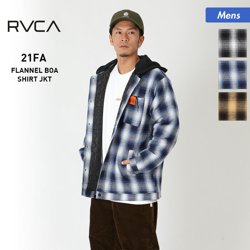 RVCA/ルーカ メンズ アウタージャケット BB042-763 フード付き ボアフード付き キルティング生地 チェック柄 防寒 男性用