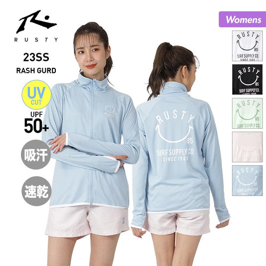 RUSTY Women's Rashguard Parka 923460 Rush Parka Zip-up Hooded UV Cut UPF50+ Long Sleeves Pool Sea Bathing Beach For Women [Mail Delivery 23SS-07] 