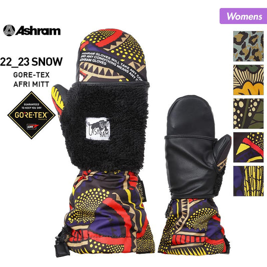 ASHRAM/アシュラム レディース GORE-TEX スノーボード グローブ ミトン ASRM22W011 スノーグローブ ミトングローブ ゴアテックス スキーグローブ 手袋 手ぶくろ てぶくろ スノボ 女性用