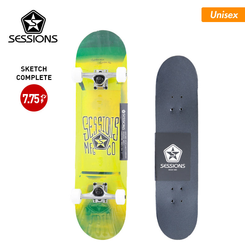 SESSIONS / Sessions Skateboard Complete Deck 020027218171YELLOW Complete Set Finished Skateboard 7.75 Inch 