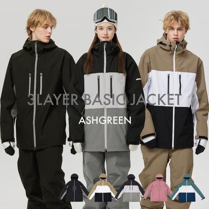ASHGREEN/アッシュグリーン メンズ＆レディース 3レイヤーベーシックジャケット AGJ3L-2101 スノージャケット スノーボード スキー スノボ 防寒 上 男性用 女性用