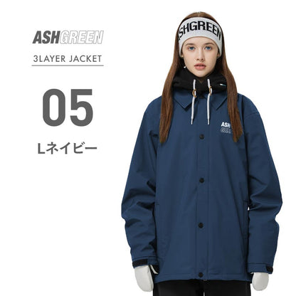 ASHGREEN/アッシュグリーン メンズ＆レディース 3レイヤーコーチジャケット AGJ3L-2103 スノージャケット スノーボード スキー スノボ 防寒 上 男性用 女性用
